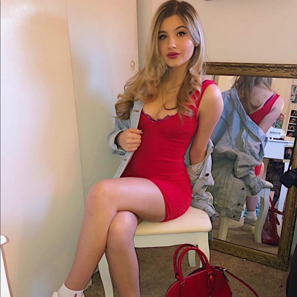 Red midi bodycon dress